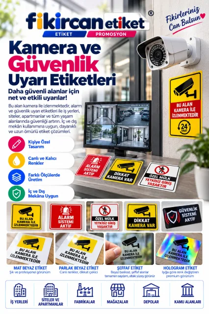 Kamera ve Güvenlik Uyarı Etiketi