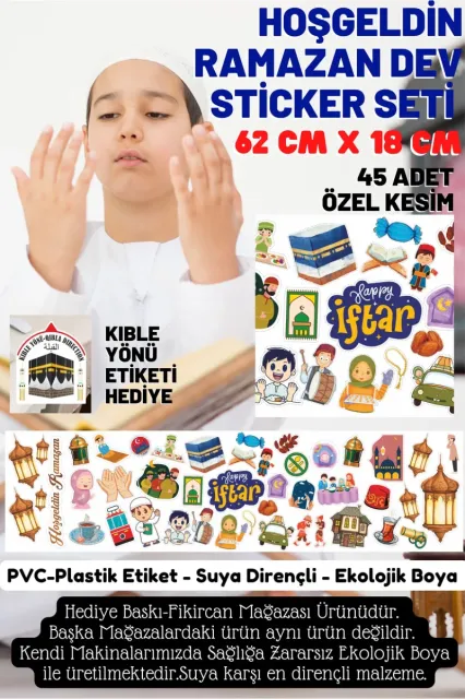 - Dev Ramazan Etiket Seti -45 Adet - Pvc Sticker-cam Duvar Tablet Vb. Tüm Alanlara Yapışır