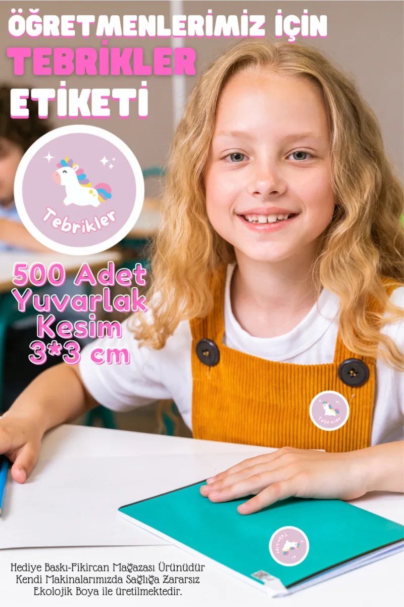 - Tebrikler Etiketi Öğretmenler Için - 500 Adet-3 Cm Çapında Kokusuz Plastik Etiket — fotoğraf 1