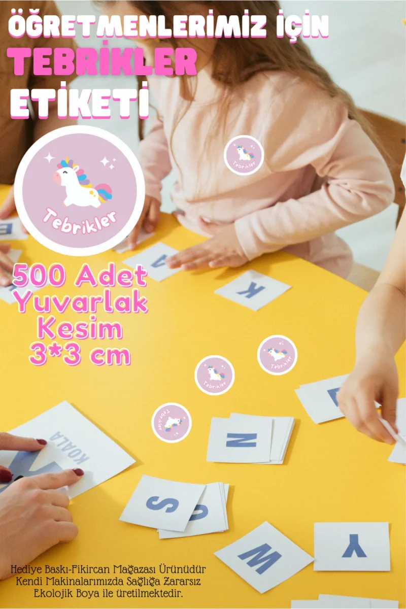 - Tebrikler Etiketi Öğretmenler Için - 500 Adet-3 Cm Çapında Kokusuz Plastik Etiket — fotoğraf 2