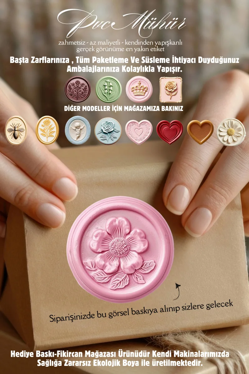 MÜHÜR ETİKETİ 100 Adet Kokusuz Ekolojik Mürekkep PVC ETİKET 4 CM MUM VE DÖKÜM ALTERNATİF — fotoğraf 2