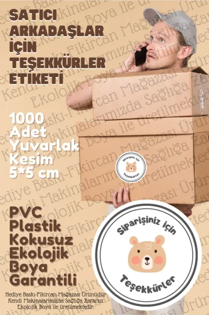 - Teşekkürler Etiketi Satıcılarımız Için - 500 Adet-5 Cm Çapında Kokusuz Plastik Etiket