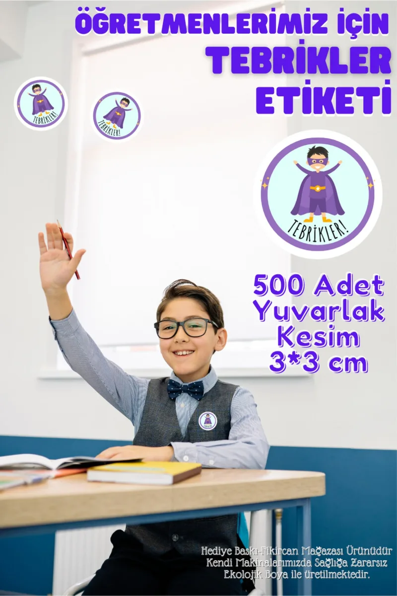- Tebrikler Etiketi Öğretmenler Için - 500 Adet-3 Cm Çapında Kokusuz Plastik Etiket M2 — fotoğraf 1