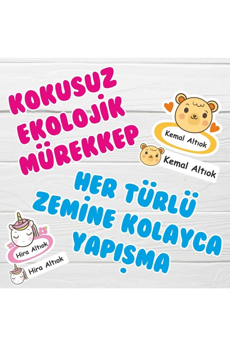 -isme Özel Okul Etiket Seti - 50 Adet - Kokusuz Ekolojik Mürekkep Pvc Etiket — fotoğraf 4