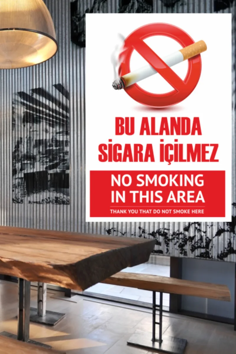 Sigara Içilmez Pvc Etiket-yapıştırma 35*50cm - Türkçe-ingilizce