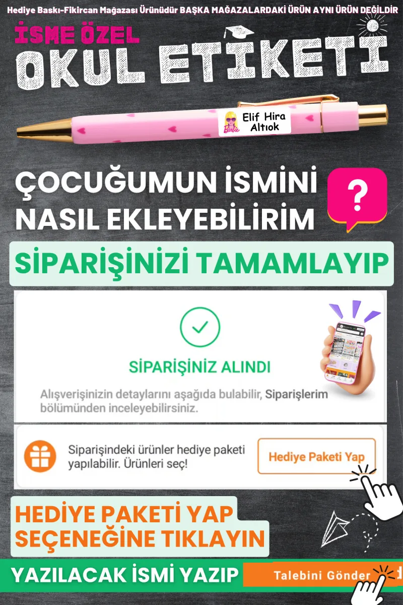 Fikircan-İsme Özel Okul Etiketi-LABUBU MASKOT FİGÜR 200 Adet - Kokusuz Ekolojik Mürekkep PVC ETİKET — fotoğraf 2