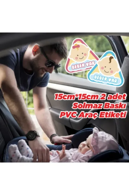 Arabada Bebek Var Pvc Etiket-araç Etiketi Solmaz Baskı Özel Kesim