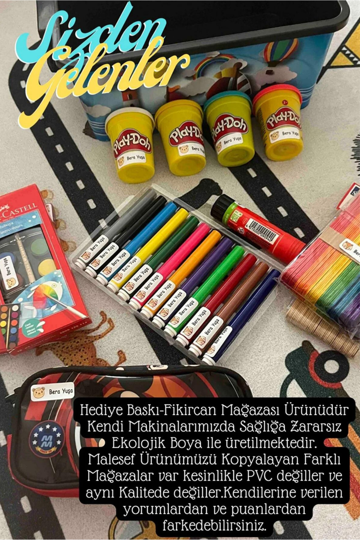 Fikircan-İsme Özel Okul Etiket Seti - UNICORN 300 Adet - Kokusuz Ekolojik Mürekkep PVC ETİKET — fotoğraf 6