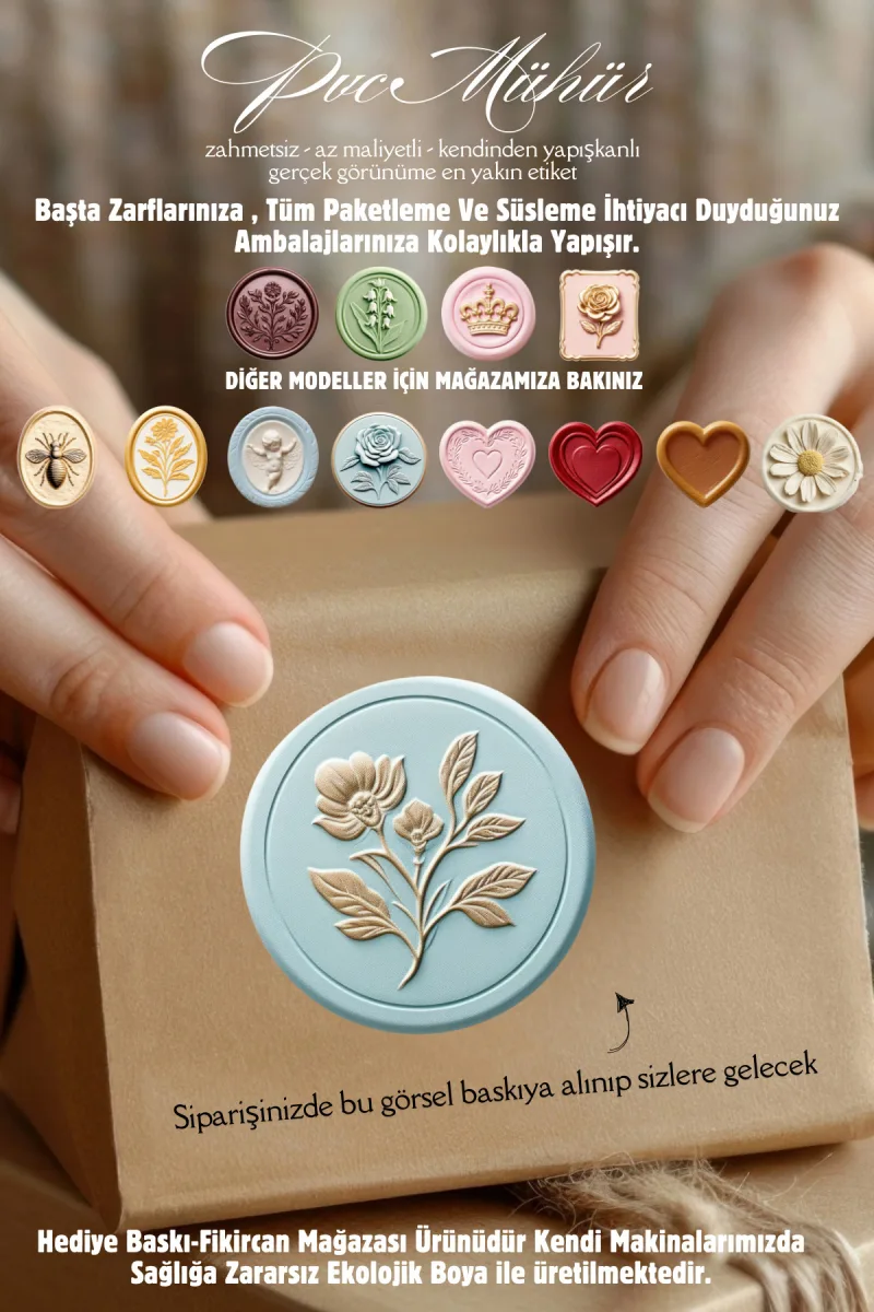 MÜHÜR ETİKETİ 100 Adet Kokusuz Ekolojik Mürekkep PVC ETİKET 4 CM MUM VE DÖKÜM ALTERNATİF — fotoğraf 2