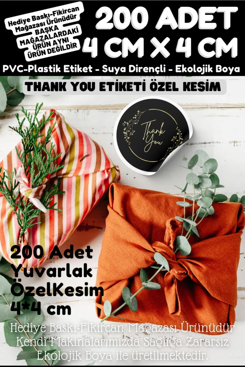 - Thank You Etiketi 200 Adet- 4 Cm Çapında Kokusuz Pvc Etiket K5 — fotoğraf 3