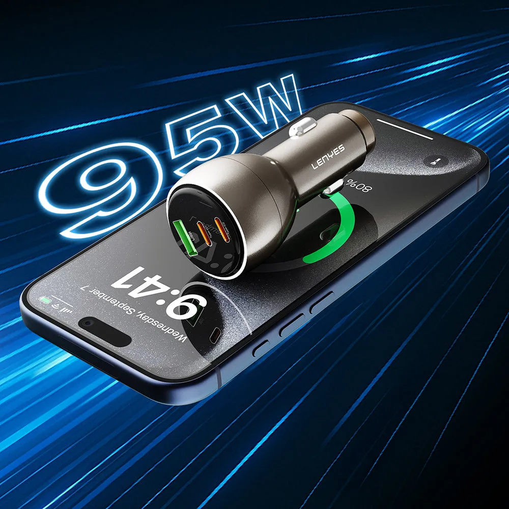 Lenyes CA64 Dual USB-A + Type-C PD Araç Şarj Aleti 30W