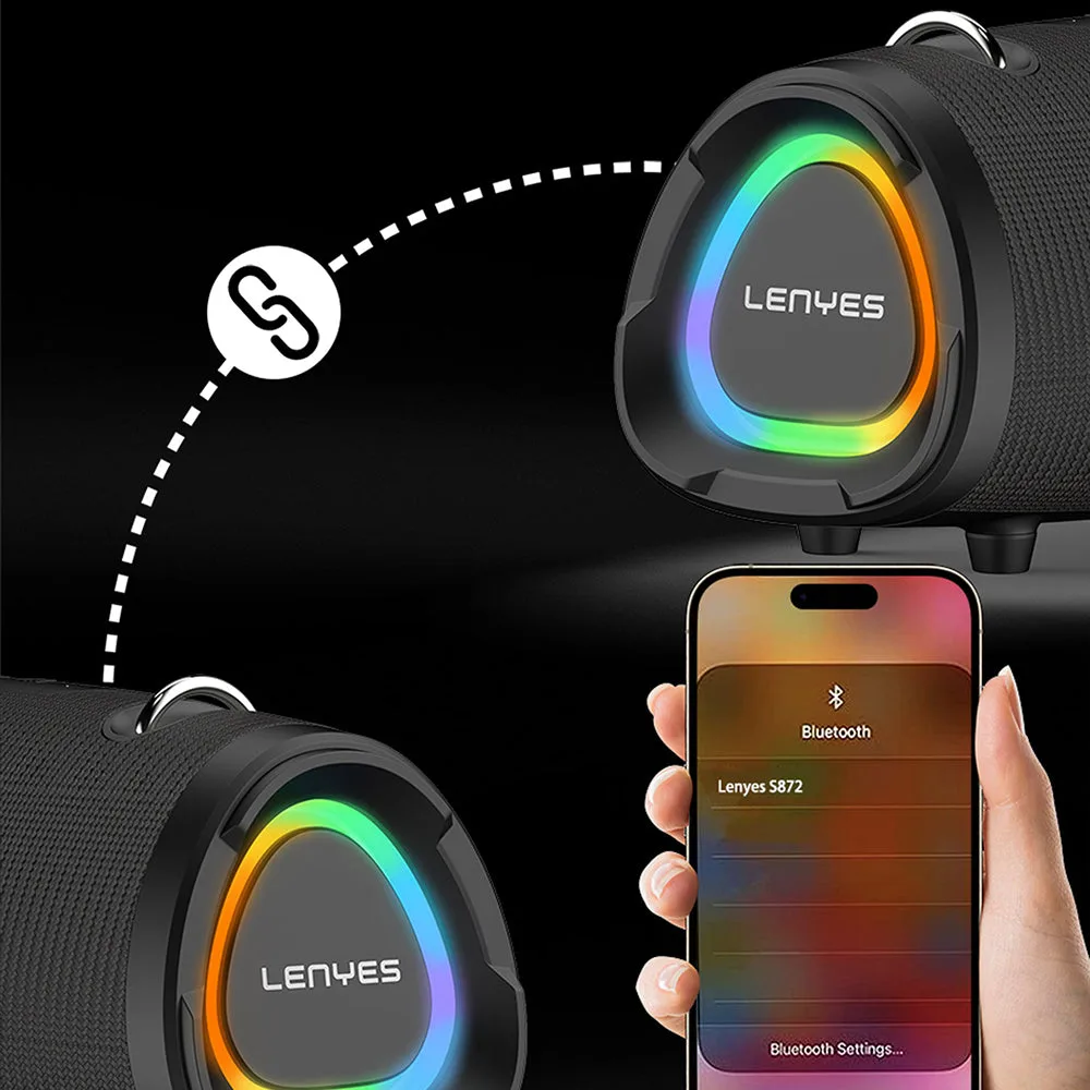 Lenyes S872 RGB Işıklı Bluetooth Speaker | 160W Güç & 9000mAh Pil