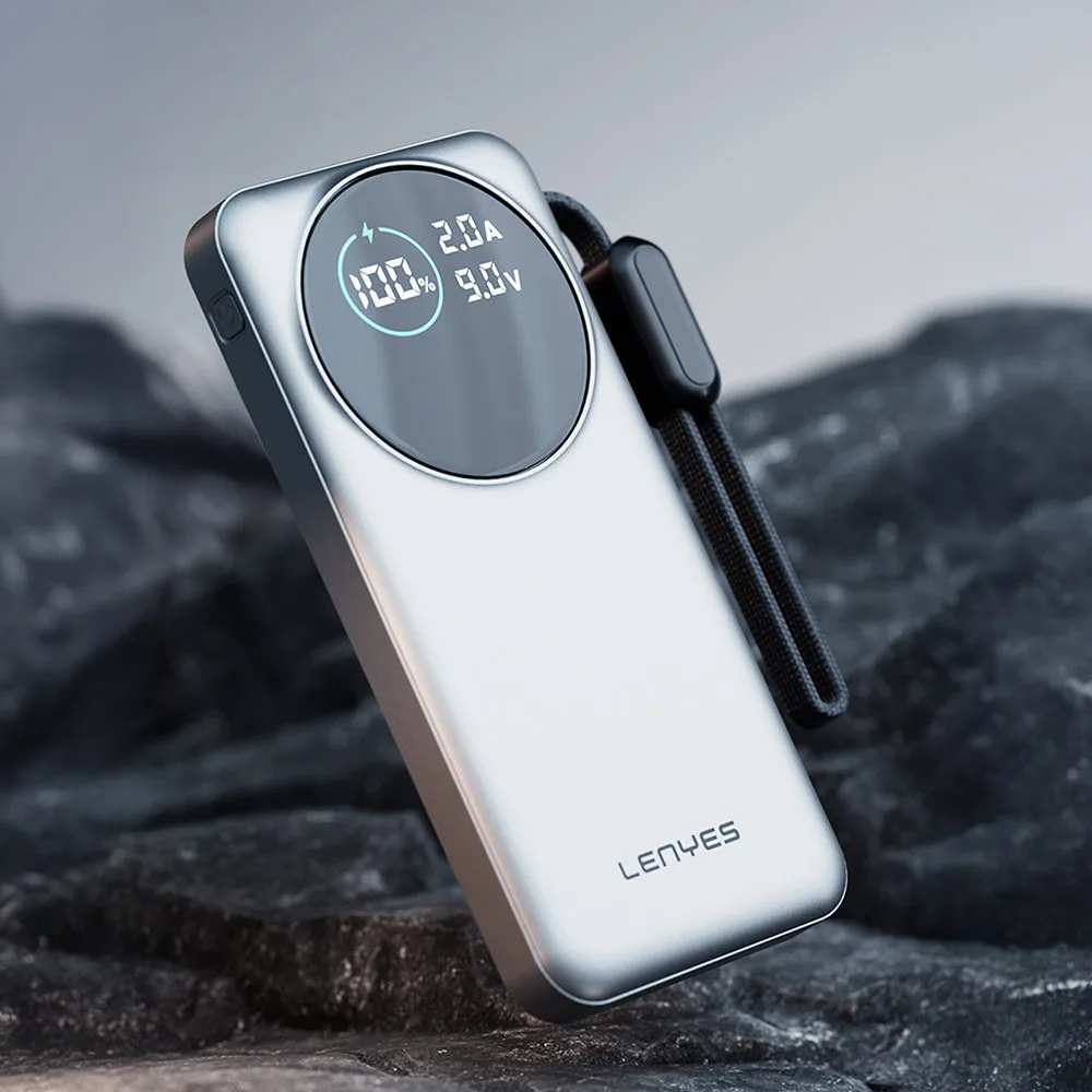 Lenyes PX3004D Dijital LED Ekranlı Dahili Lightning Kablolu Powerbank 22.5W 30000mAh
