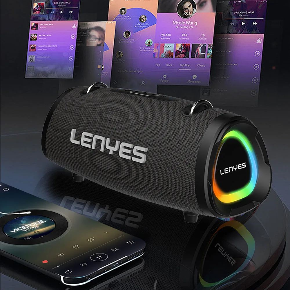 Lenyes S872 RGB Işıklı Bluetooth Speaker | 160W Güç & 9000mAh Pil