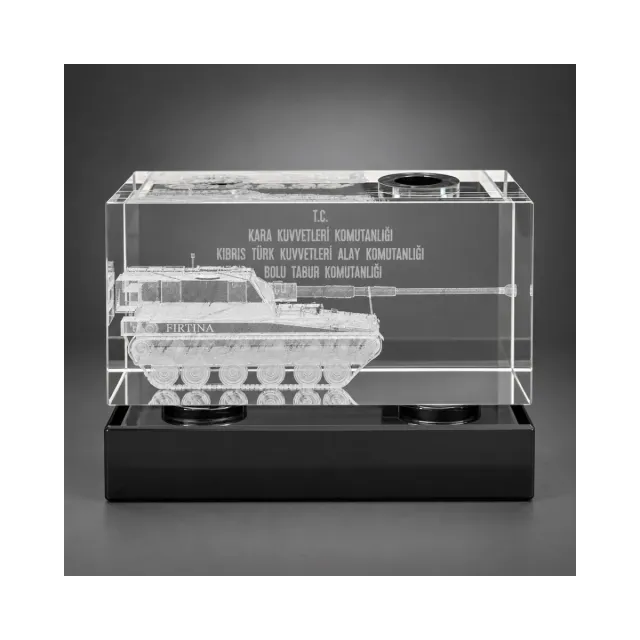 3D Lazer Patlatma Küp 6x6x13 Yatay Siyah Kaideli