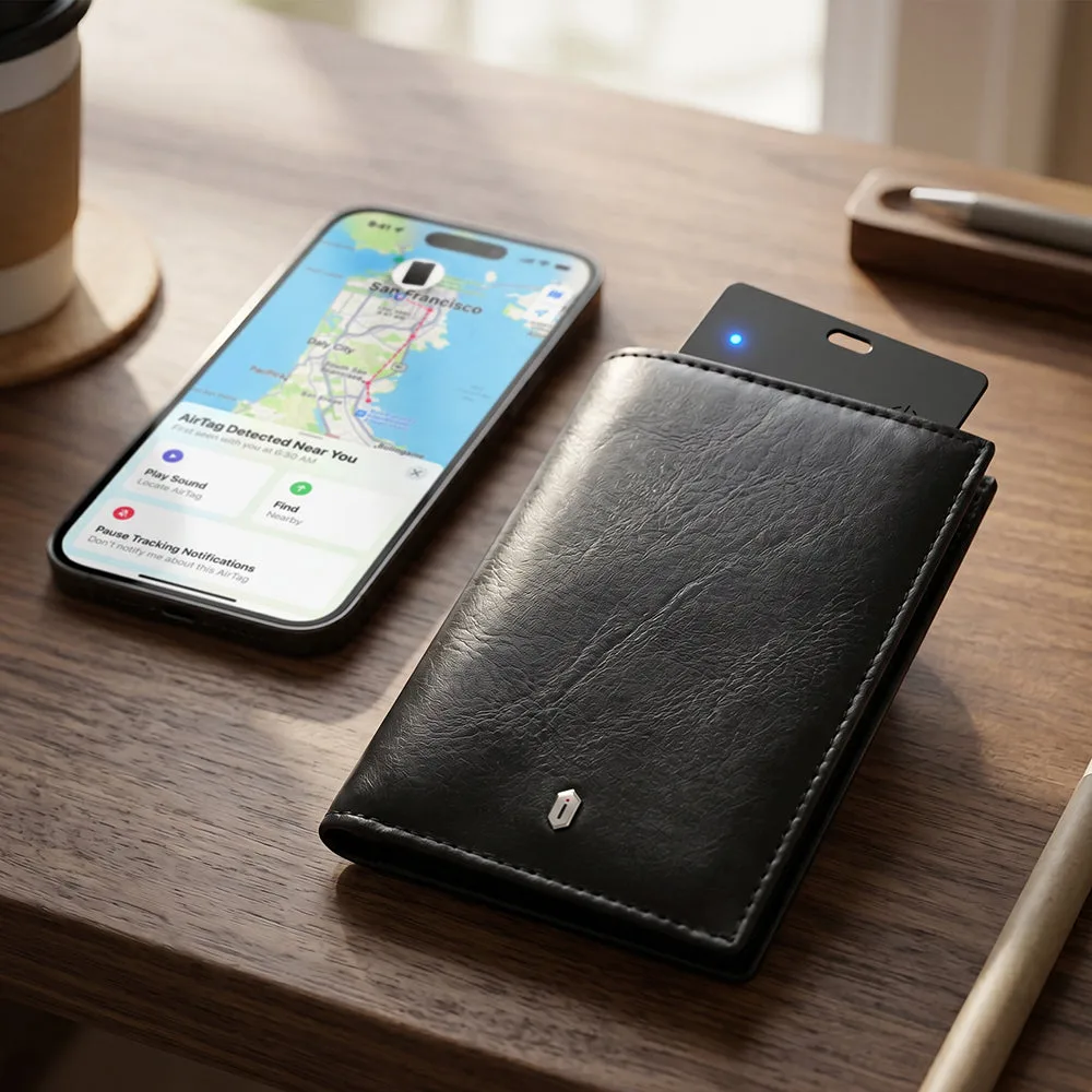 Royal Wallet iOS ve Android Uyumlu RFID Akıllı Takip Özellikli PU Deri Cüzdan