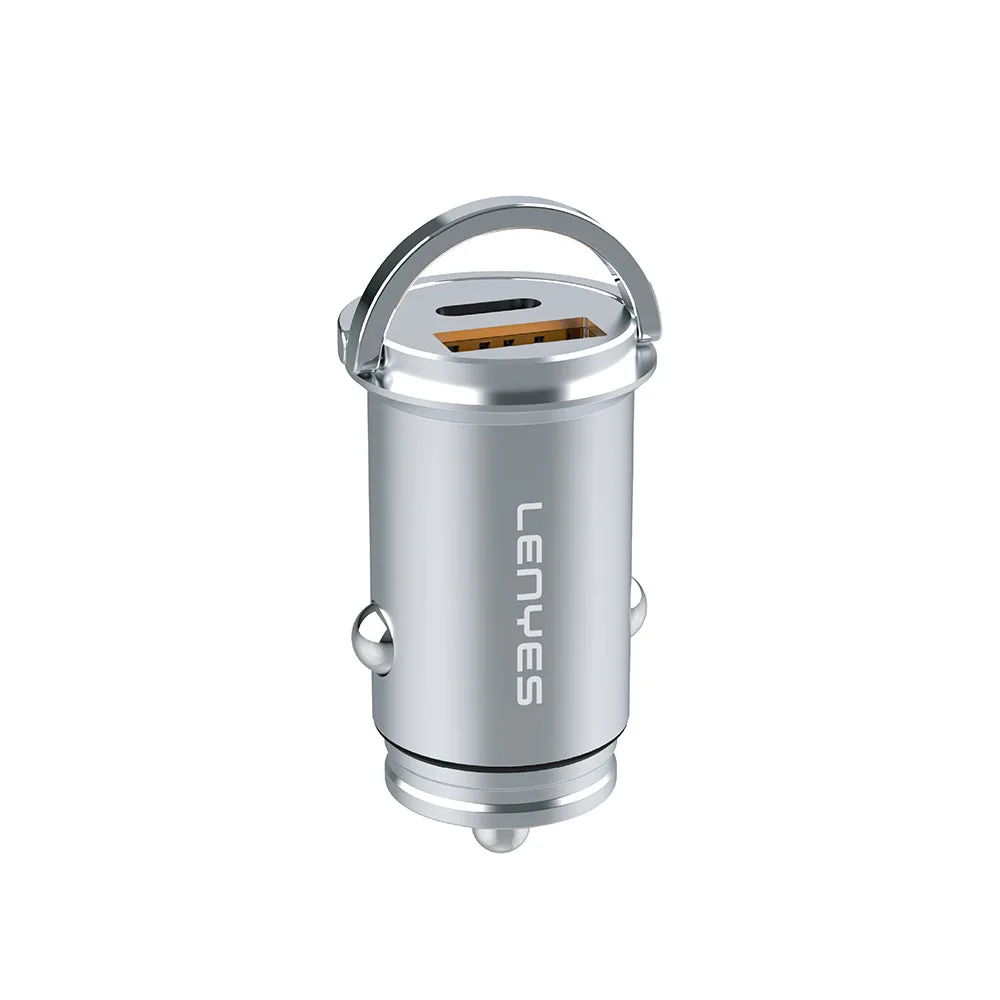 Lenyes CA60 Hızlı Şarj Özellikli Dual Type-C + USB-A Portlu Mini Araç Şarj Aleti PD 45W