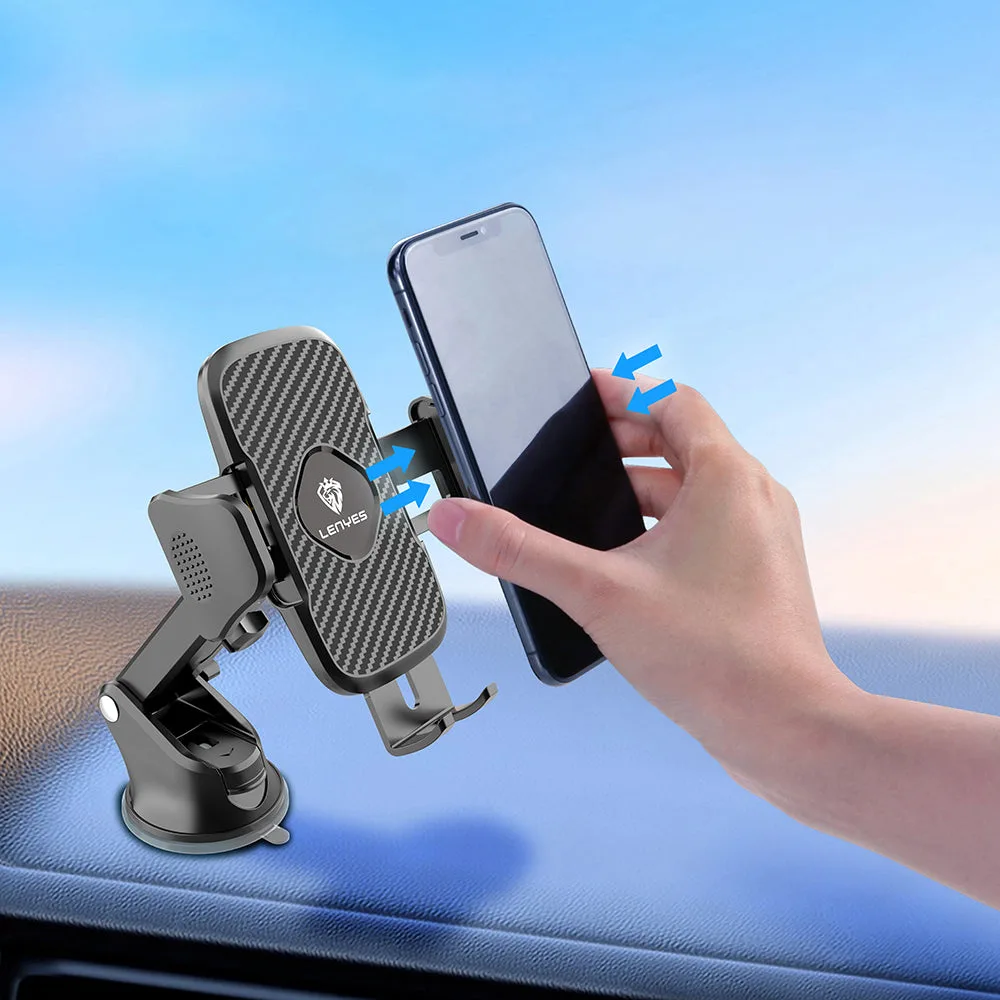 Lenyes CR121 Sarsıntı Önleyici 360 Derece Dönebilen Teleskopik Vantuzlu Tasarım Araç İçi Telefon Tutucu