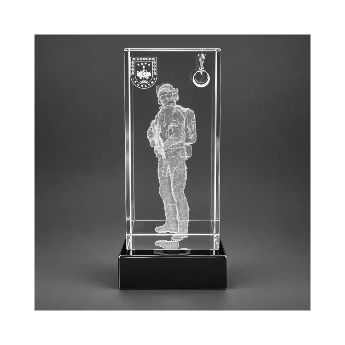 3D Lazer Patlatma Küp 6x6x13 Dikey Siyah Kaideli
