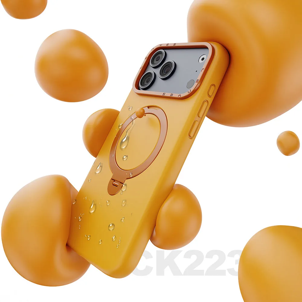 Lenyes CK223 | iPhone 17 Pro M-safe Şarj Özellikli Metal Standlı Sıvı Silikon Kılıf