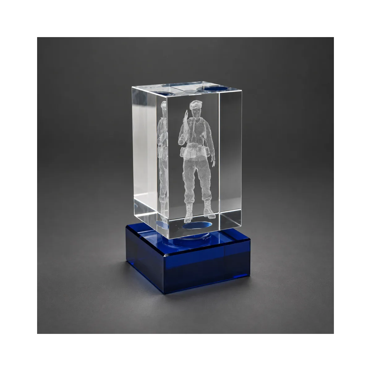 3D Lazer Patlatma Küp 5x5x8 Dikey Mavi Kaideli — görsel 2