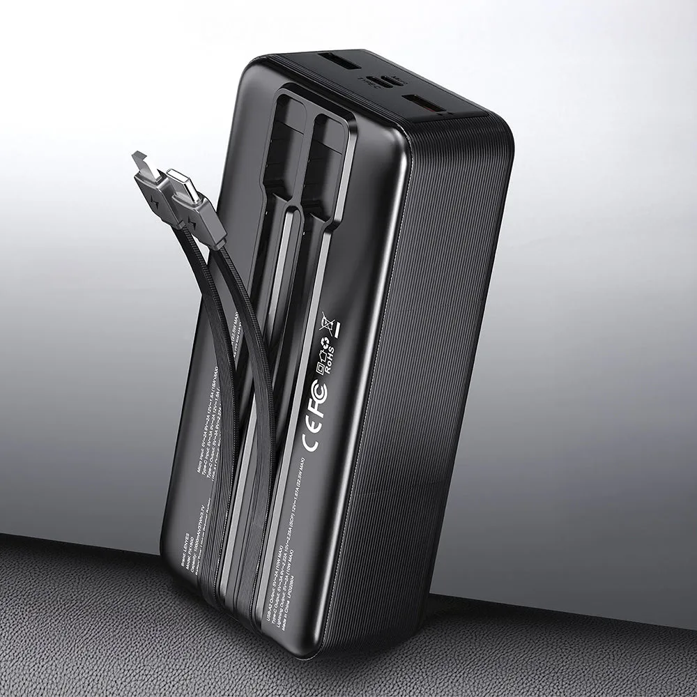 Lenyes PX380D Dijital LED Ekranlı Type-C ve Lightning Kablolu Powerbank 22.5W 30000mAh