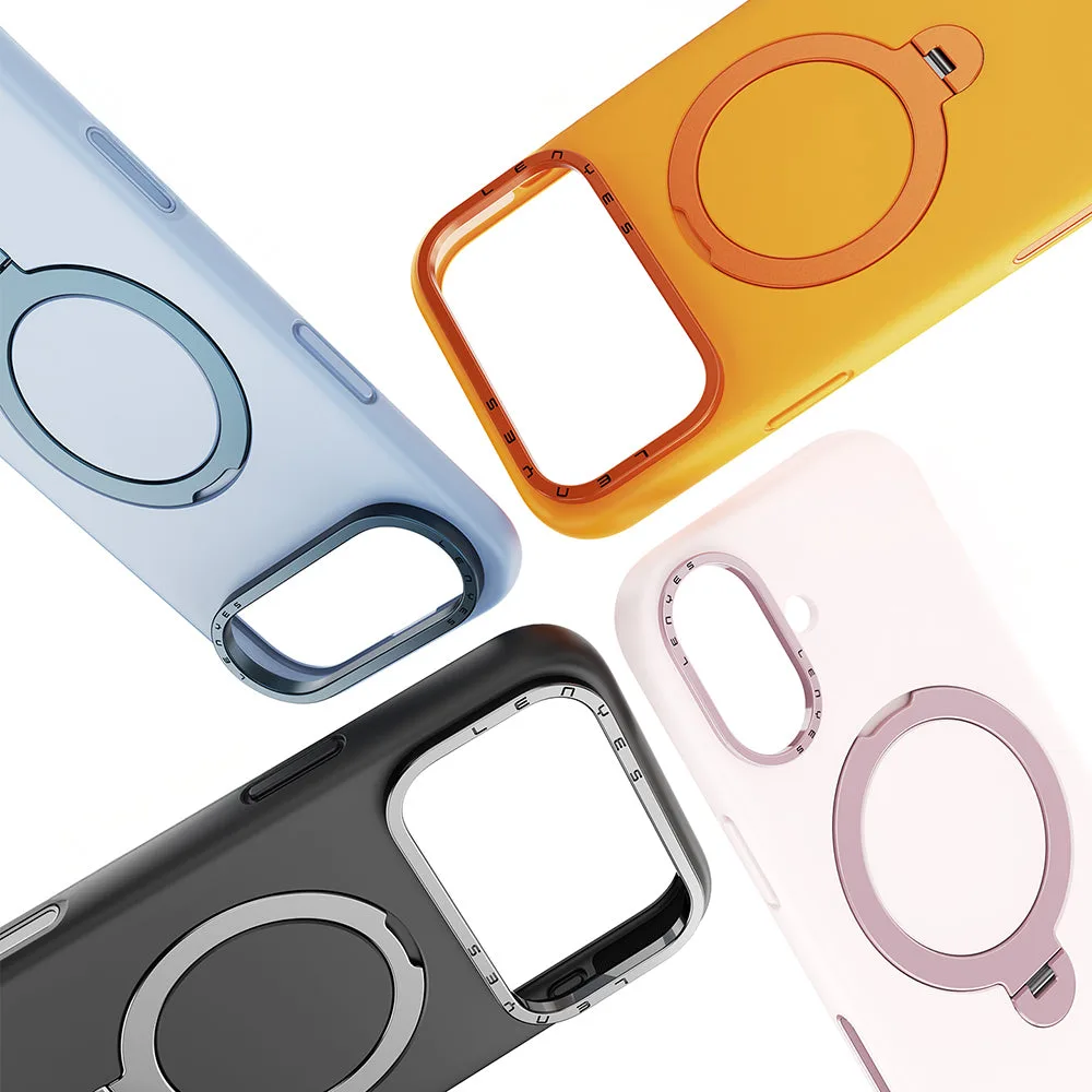 Lenyes CK223 | iPhone 17 Pro M-safe Şarj Özellikli Metal Standlı Sıvı Silikon Kılıf