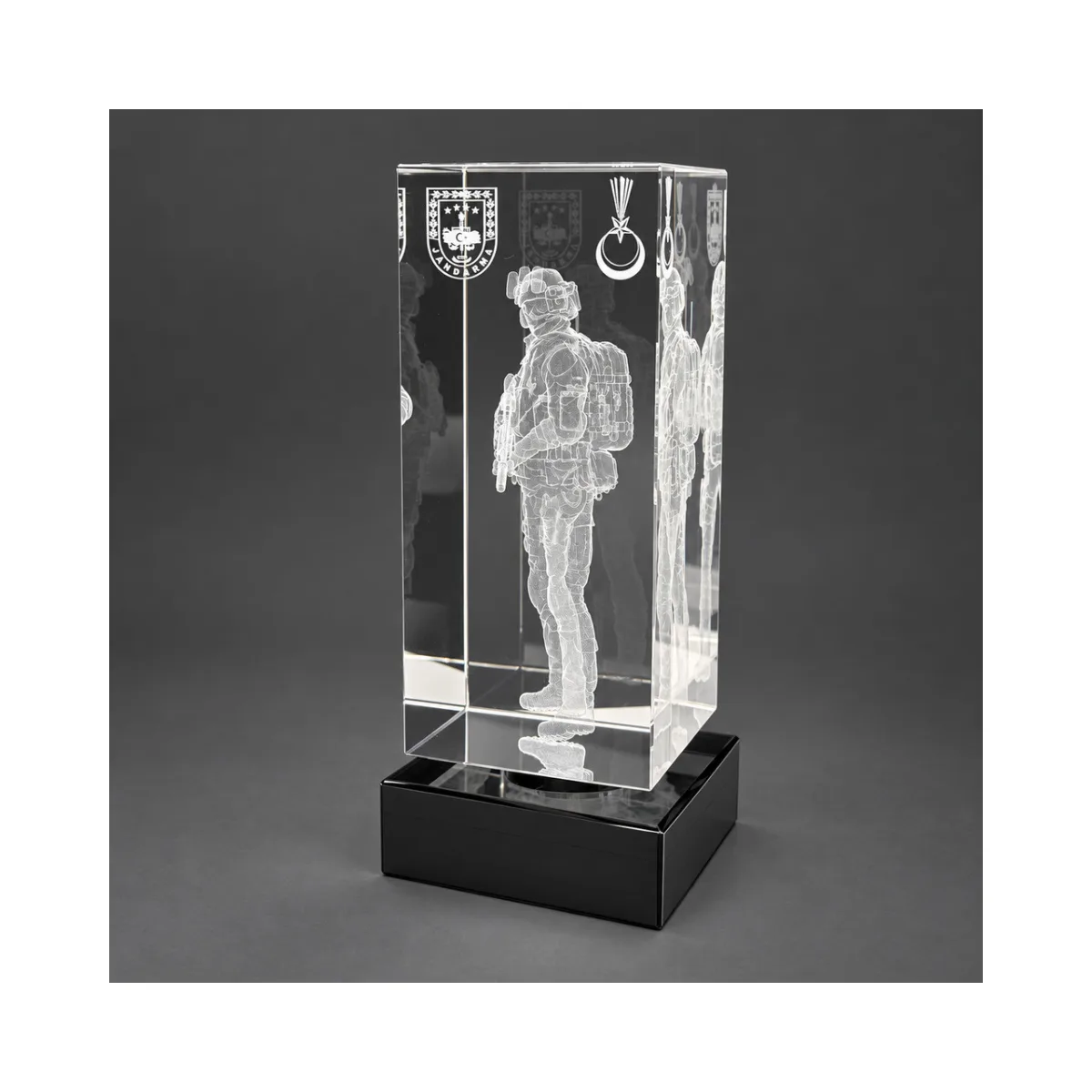 3D Lazer Patlatma Küp 6x6x13 Dikey Siyah Kaideli — görsel 2