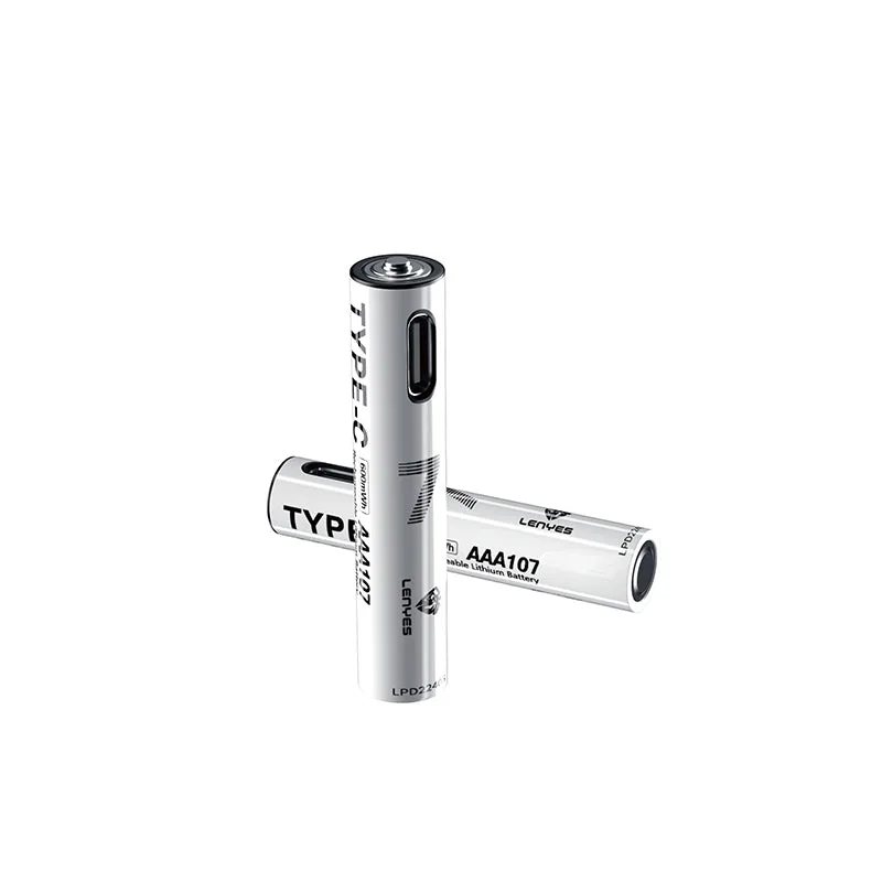 Lenyes AAA107 Type-C Şarj Portlu Şarj Edilebilir AAA Lityum-ion Pil 600mWh 1.5V 2 Adet