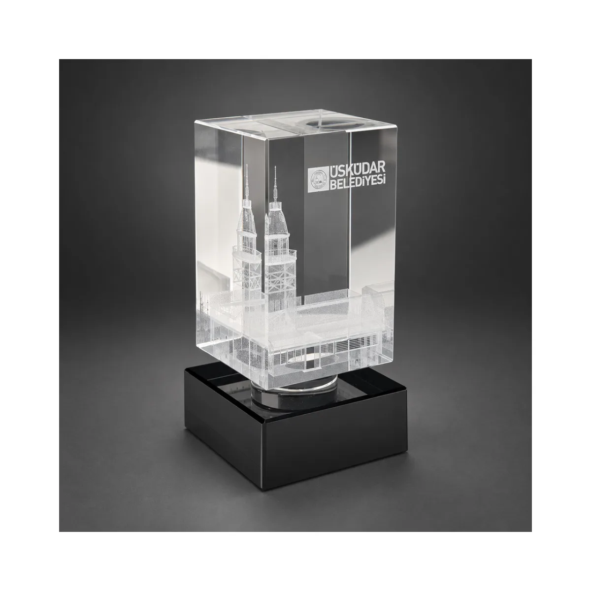 3D Lazer Patlatma Küp 5x5x8 Dikey Siyah Kaideli — görsel 2