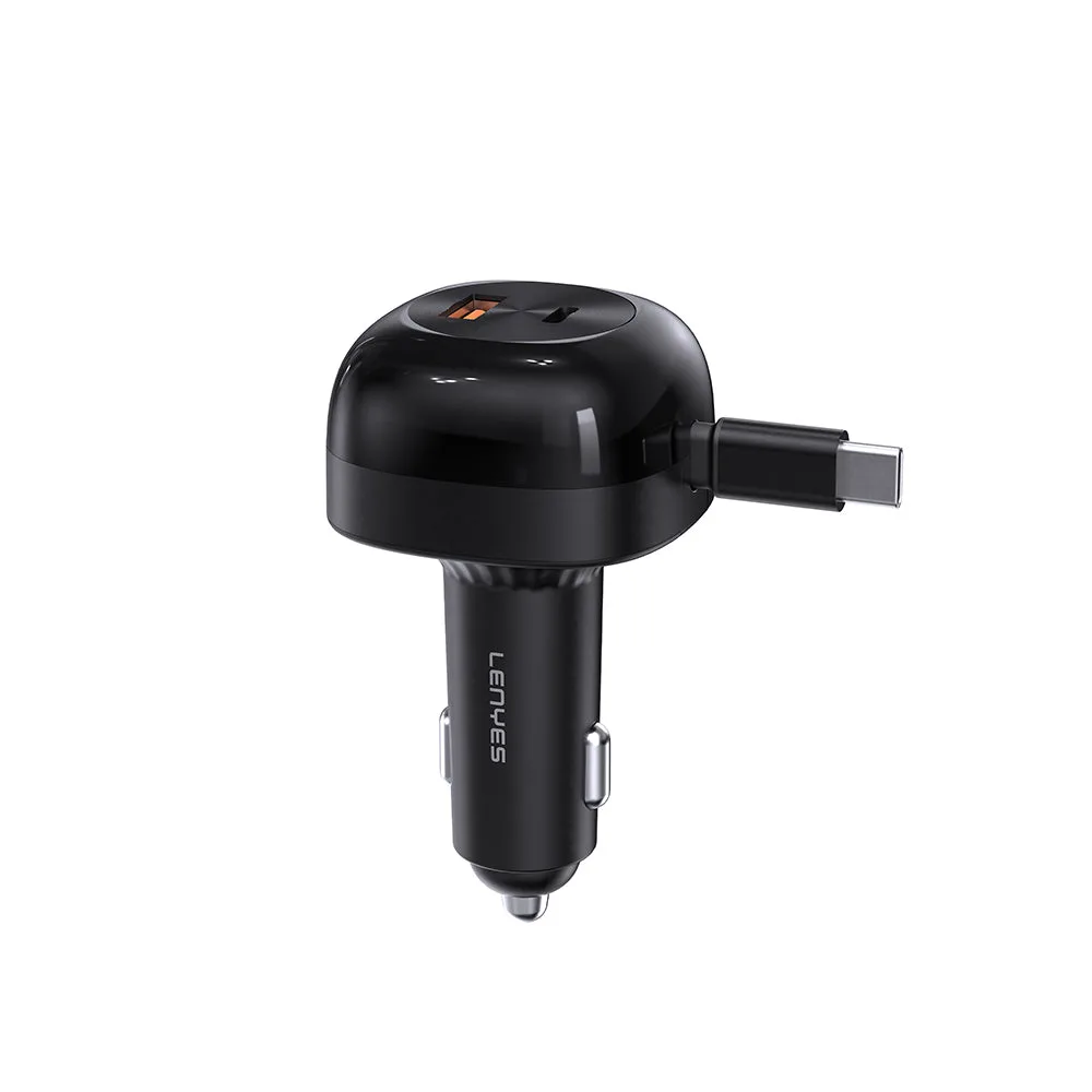 Lenyes CA59 | 60W PD Çek-Bırak Type-C + USB-A Araç Şarj Aleti