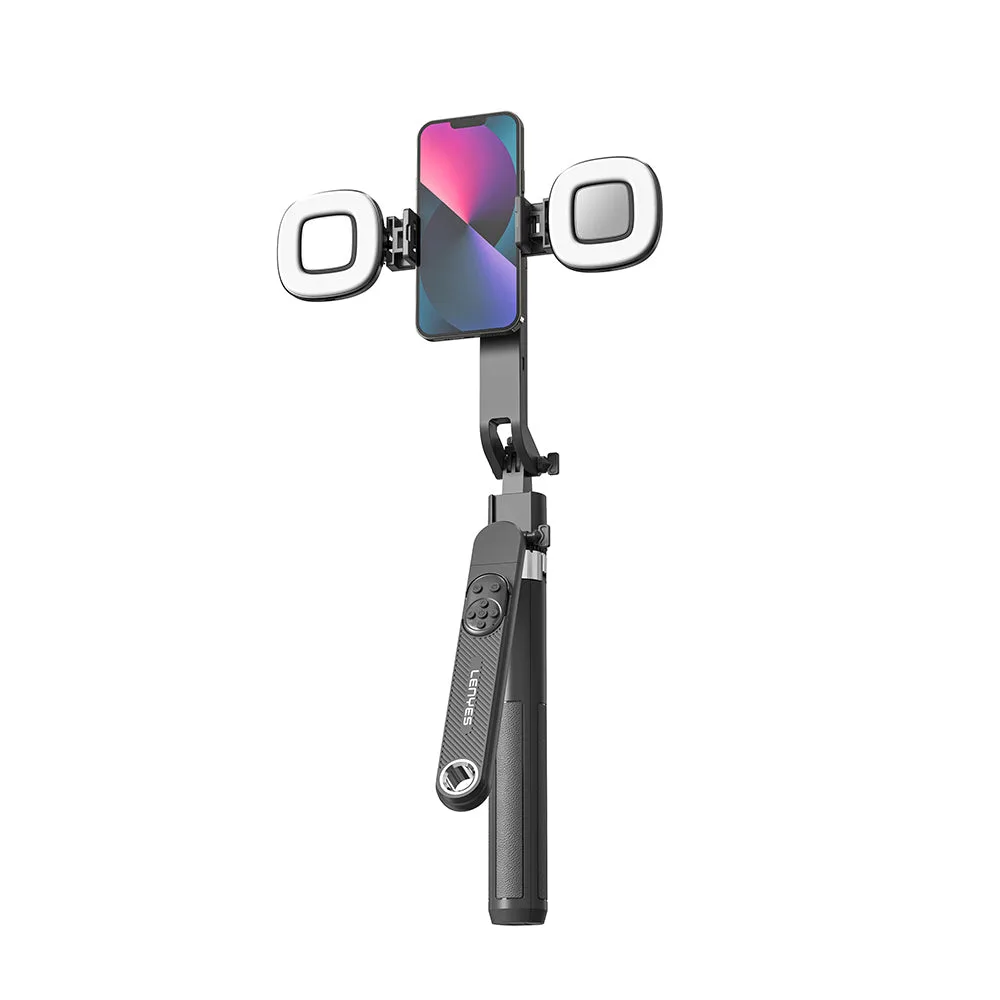 Lenyes LPH108 Canlı Yayın Dolgu Işıklı Kumandalı 360 Derece Dönebilen Selfie Çubuğu ve Tripod